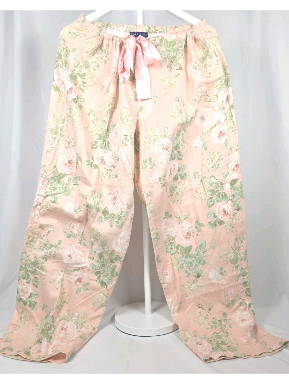 Ralph Lauren Pink Floral Cotton Pajama Pants Size L-XL Cottage Chic
